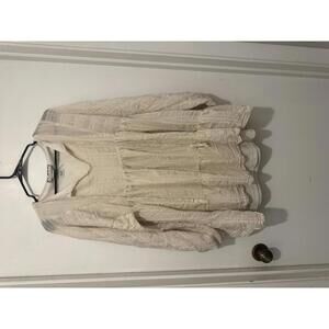 A. Calin by Flying Tomato Cream Bohemian Style Tunic Top Size S